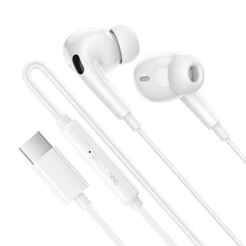Слушалки с микрофон Borofone BM100 Pro Fuente, USB-C, бял
