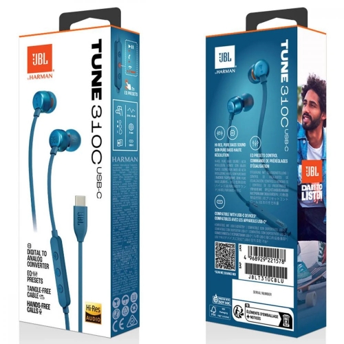 Слушалки Jbl Tune 310C, USB-C, сини