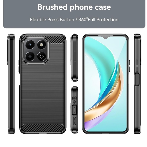 Силиконов калъф Carbon Fibre Brushed за Honor X6b, черен