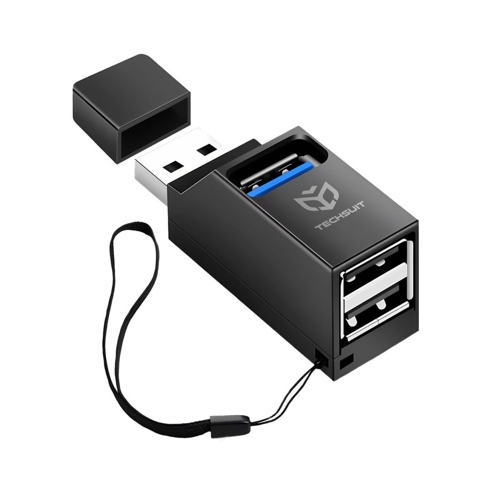 USB хъб Techsuit Mini Docking Station EchoLink 3 в 1, H11, USB to 2x USB 2.0, 1x USB 3.0, 5Gbps, черен