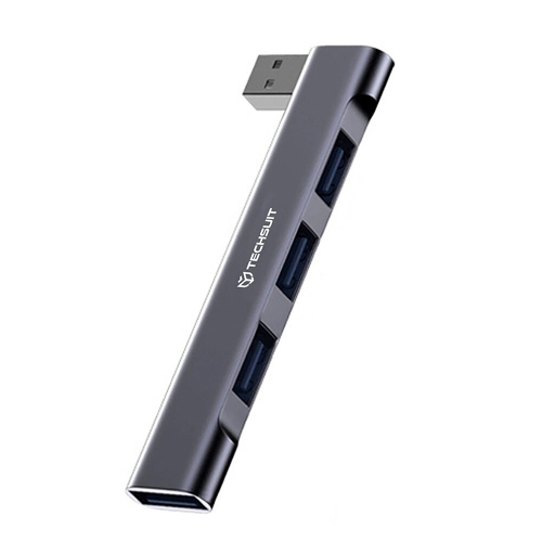 Преходник Techsuit Docking Station ZenithDock H14, 4 in 1, USB-A, 3x USB 2.0, 1x USB 3.0, сив
