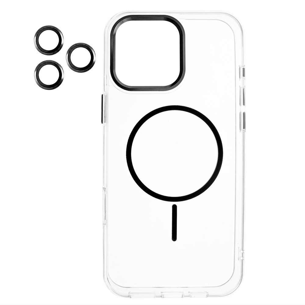 Калъф Resistant Creative MagSF за iPhone 16 Pro Max, прозрачен - черен