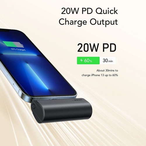 Универсална външна батерия Veger W0556P PlugOn 5000mah lightning PD 20W, черен