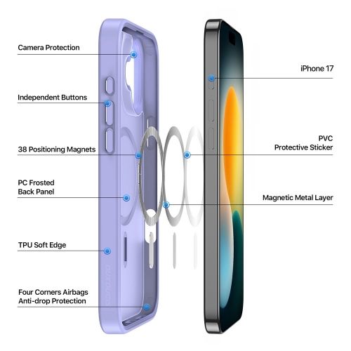 Калъф Dux Ducis Yind MagSF за iPhone 17, светло лилав