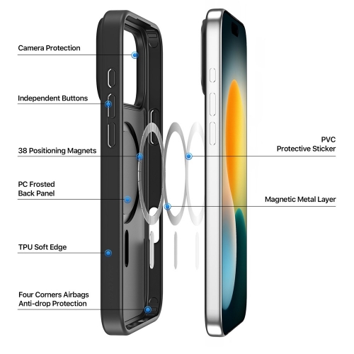 Калъф Dux Ducis Yind MagSF за iPhone 17 Pro, черен