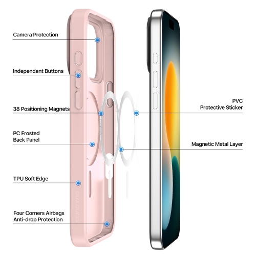 Калъф Dux Ducis Yind MagSF за iPhone 17 Pro Max, светло розов