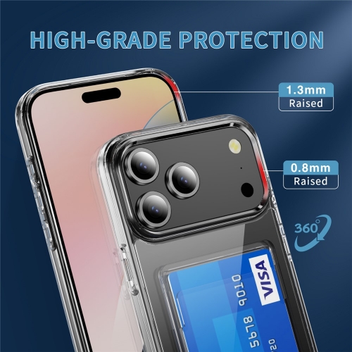 Калъф Card Holder за iPhone 17 Pro Max, прозрачен