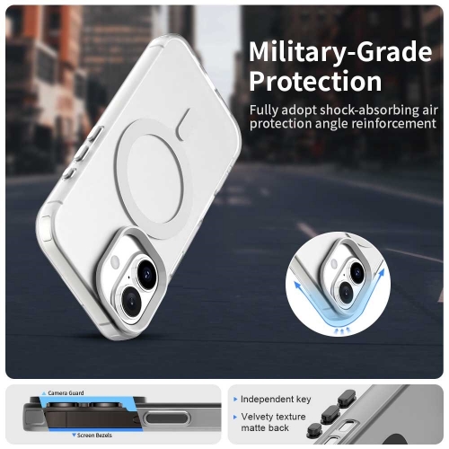 Пластмасов калъф Anti Drop Hybrid MagSF за iPhone 17, бял