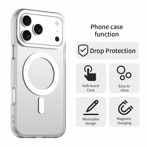 Пластмасов калъф Anti Drop Hybrid MagSF за iPhone 17 Pro Max, бял