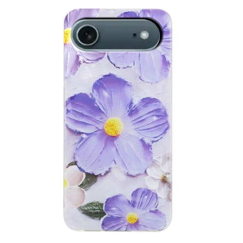 Силиконов калъф за iPhone 17 Air, лилави цветчета