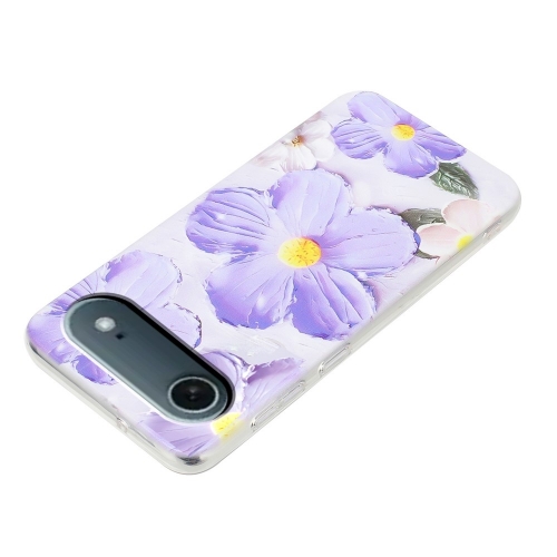 Силиконов калъф за iPhone 17 Air, лилави цветчета