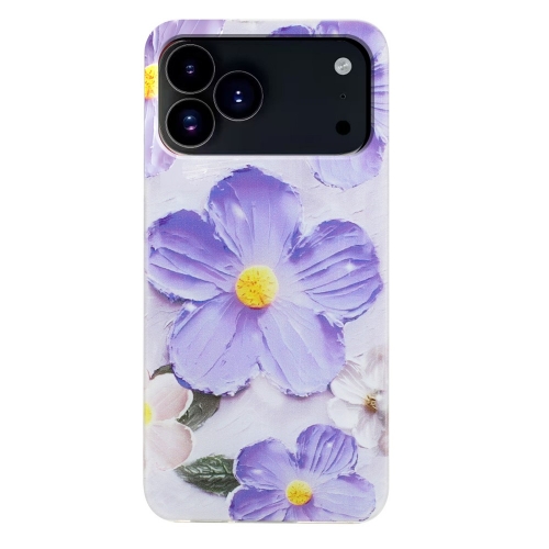 Силиконов калъф за iPhone 17 Pro, лилави цветчета