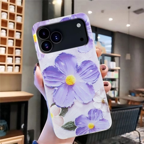 Силиконов калъф за iPhone 17 Pro Max, лилави цветчета