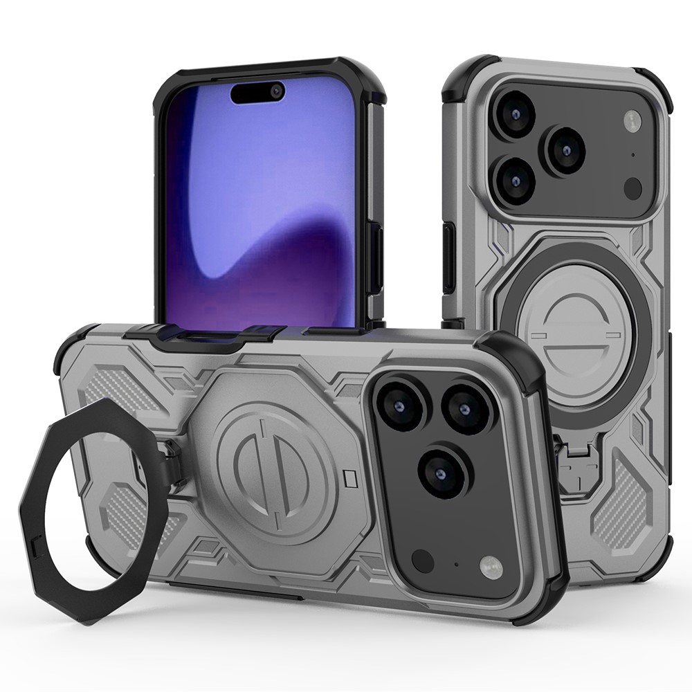 Калъф Magnetic Metal Kickstand за iPhone 17 Pro, сив