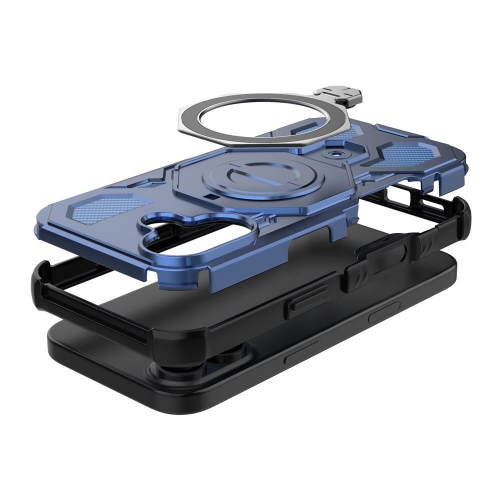 Калъф Magnetic Metal Kickstand за iPhone 17, син