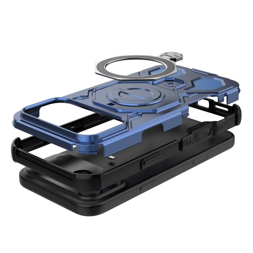 Калъф Magnetic Metal Kickstand за iPhone 17 Pro, син