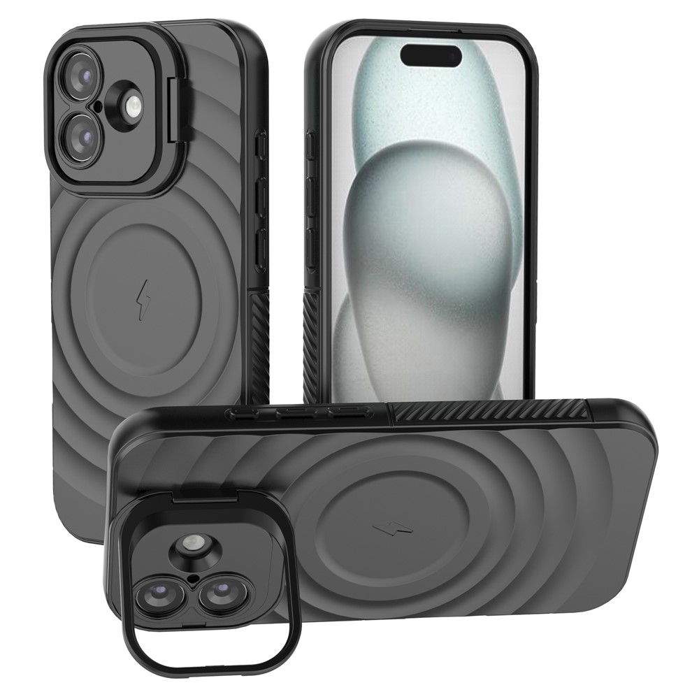Силиконов калъф MagSF Kickstand за iPhone 17, черен