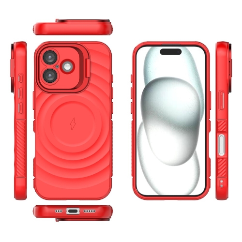 Силиконов калъф MagSF Kickstand за iPhone 17, червен