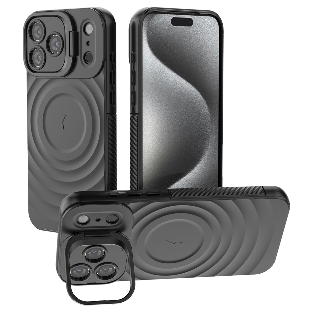 Силиконов калъф MagSF Kickstand за iPhone 17 Pro, черен