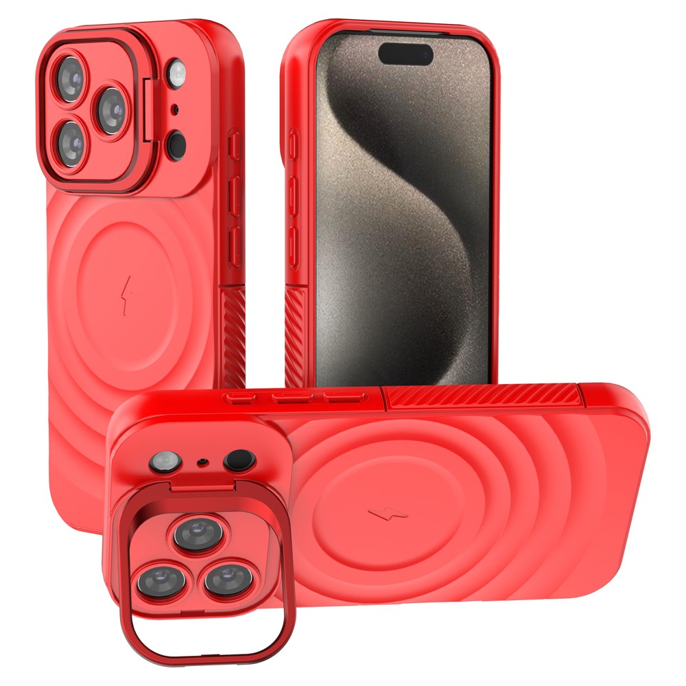 Силиконов калъф MagSF Kickstand за iPhone 17 Pro, червен