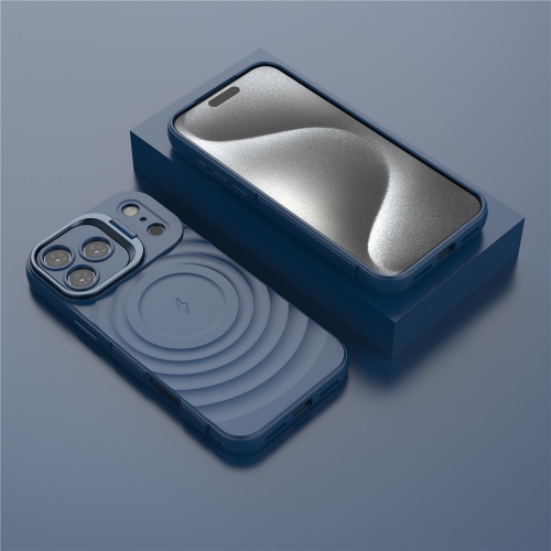Силиконов калъф MagSF Kickstand за iPhone 17 Pro Max, син