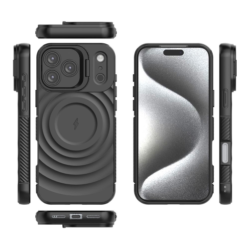 Силиконов калъф MagSF Kickstand за iPhone 17 Pro Max, Черен