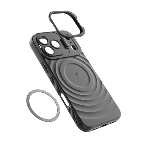 Силиконов калъф MagSF Kickstand за iPhone 17 Pro Max, Черен