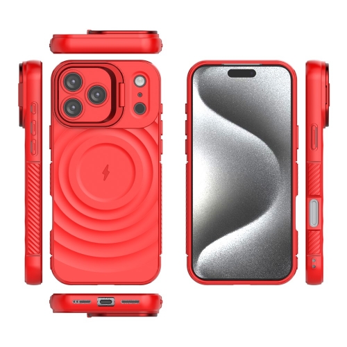 Силиконов калъф MagSF Kickstand за iPhone 17 Pro Max, Червен