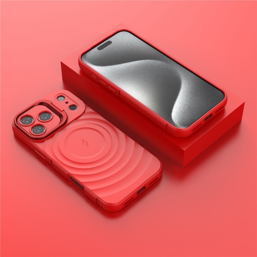 Силиконов калъф MagSF Kickstand за iPhone 17 Pro Max, Червен