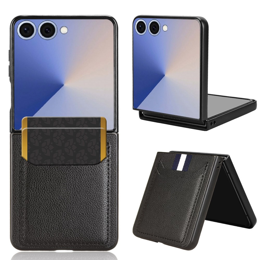 Калъф  Litchi Texture Card Holder за Samsung Galaxy Z Flip7 5G, черен