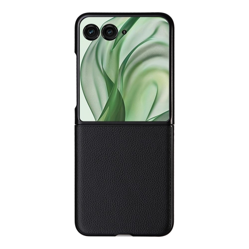 Калъф Litchi Texture Leather за Motorola Razr 60 Pro 5G / Razr 50 Ultra 5G, Черен