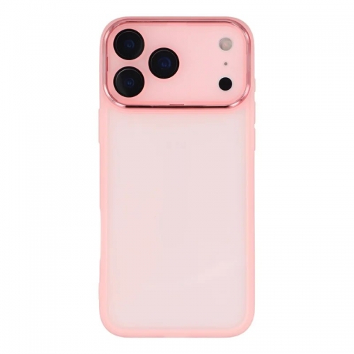 Силиконов калъф със стъклен протектор Wanlonfeng Dksm за iPhone 17 Pro, Розов