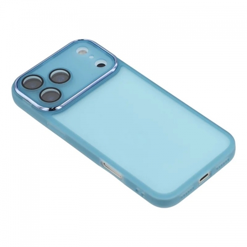 Силиконов калъф със стъклен протектор Wanlonfeng Dksm за iPhone 17 Pro, Син