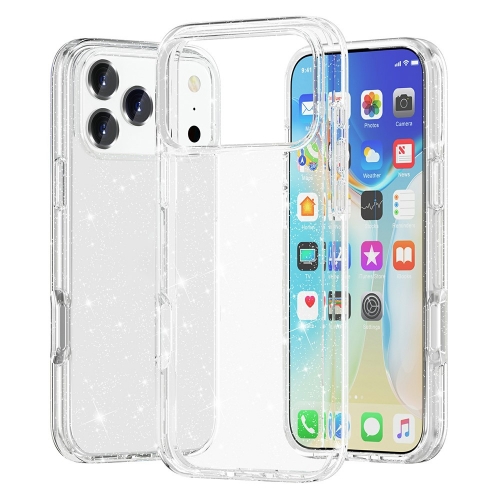 Калъф Glitter Shiny за iPhone 17 Pro, прозрачен с бляскави частици