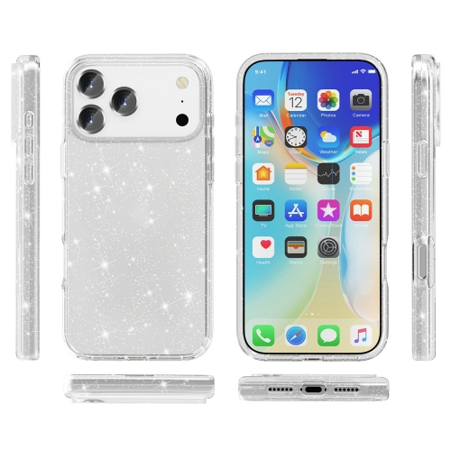 Калъф Glitter Shiny за iPhone  17 Pro Max, прозрачен с бляскави частици
