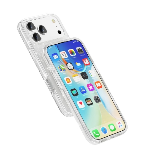 Калъф Glitter Shiny за iPhone  17 Pro Max, прозрачен с бляскави частици