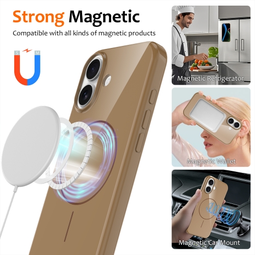 Силиконов калъф Magnetic MagSF за iPhone 17, кафяв