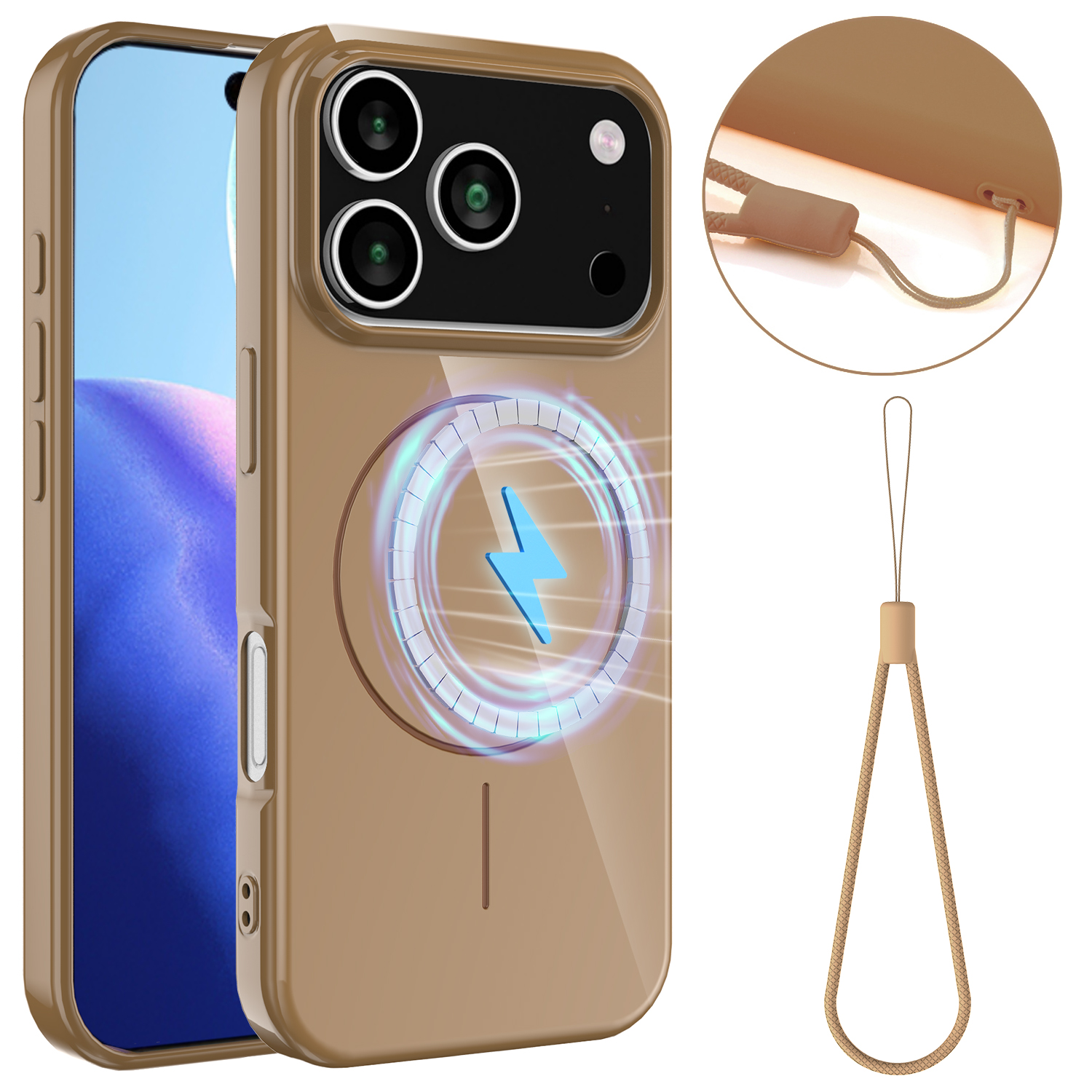 Силиконов калъф Magnetic MagSF за iPhone 17 Pro, кафяв