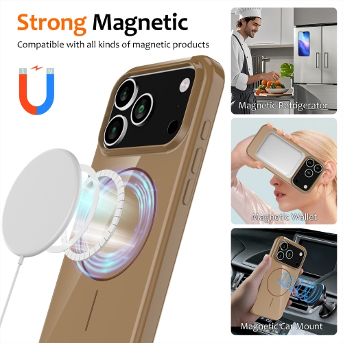 Силиконов калъф Magnetic MagSF за iPhone 17 Pro, кафяв