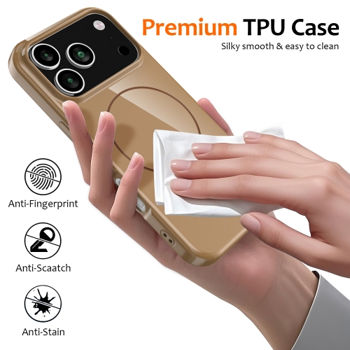 Силиконов калъф Magnetic MagSF за iPhone 17 Pro, кафяв