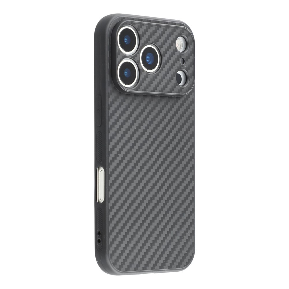 Силиконов калъф Carbon Fiber Texture за iPhone 17 Pro, черен