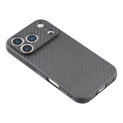 Силиконов калъф Carbon Fiber Texture за iPhone 17 Pro, черен