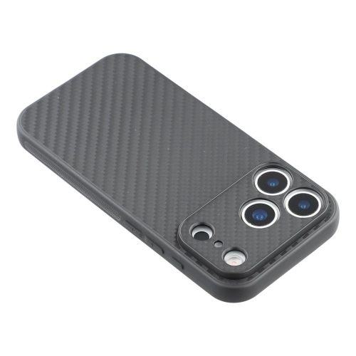 Силиконов калъф Carbon Fiber Texture за iPhone 17 Pro, черен