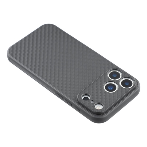 Силиконов калъф Carbon Fiber Texture за iPhone 17 Pro Max, черен