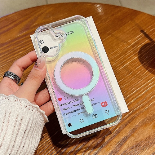 Калъф MagSF Acrylic Gradient за iPhone 17, прозрачна дъга