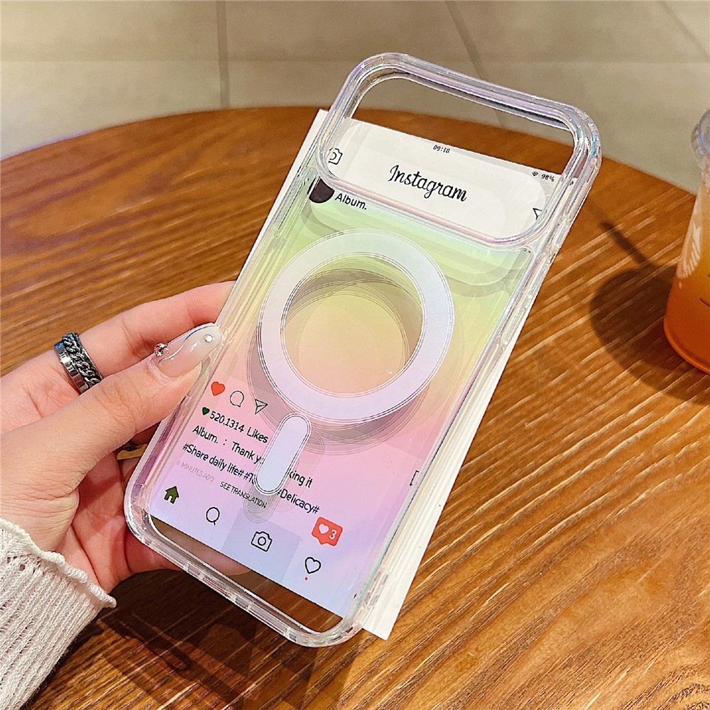 Калъф MagSF Acrylic Gradient за iPhone 17 Pro, прозрачна дъга