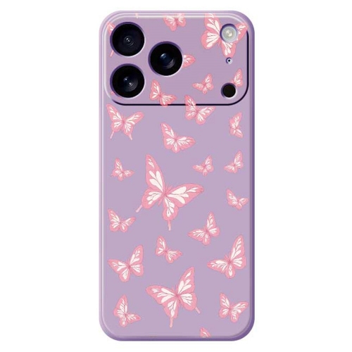 Силиконов калъф Pink Butterflies за iPhone 17 Pro, лилав