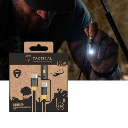 Кабел Tactical Stinger USBB-C, USB-C, 1.5mm, LED светлина, черен