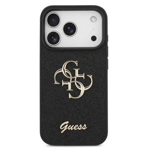 Калъф GUESS, PU Fixed Glitter 4G Metal Logo за iPhone 17 Pro, черен