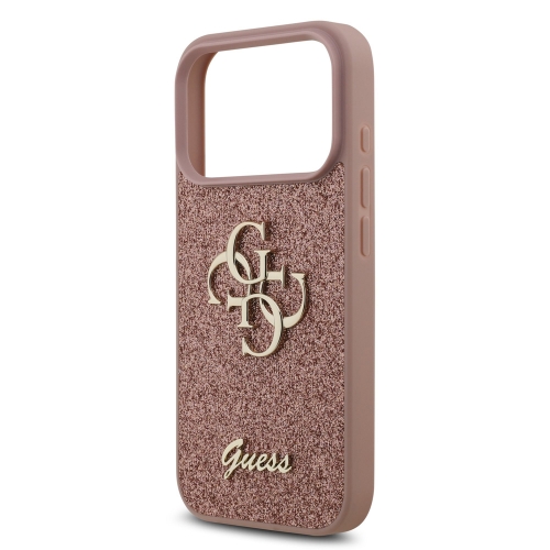 Калъф GUESS, PU Fixed Glitter 4G Metal Logo за iPhone 17 Pro, розов